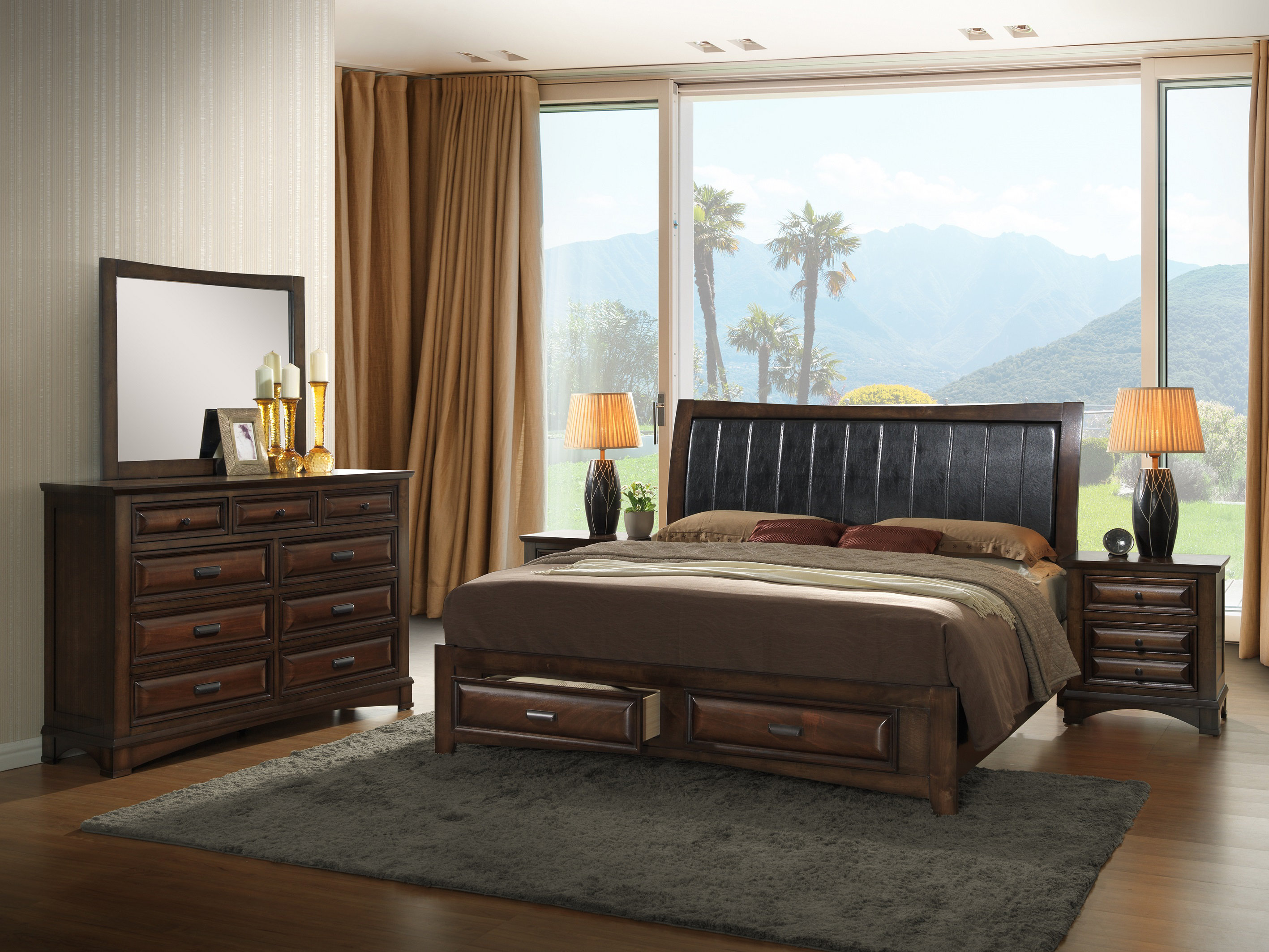 Charlton Home North Adams Solid Wood Upholstered Platform Bedroom Set Reviews Wayfair